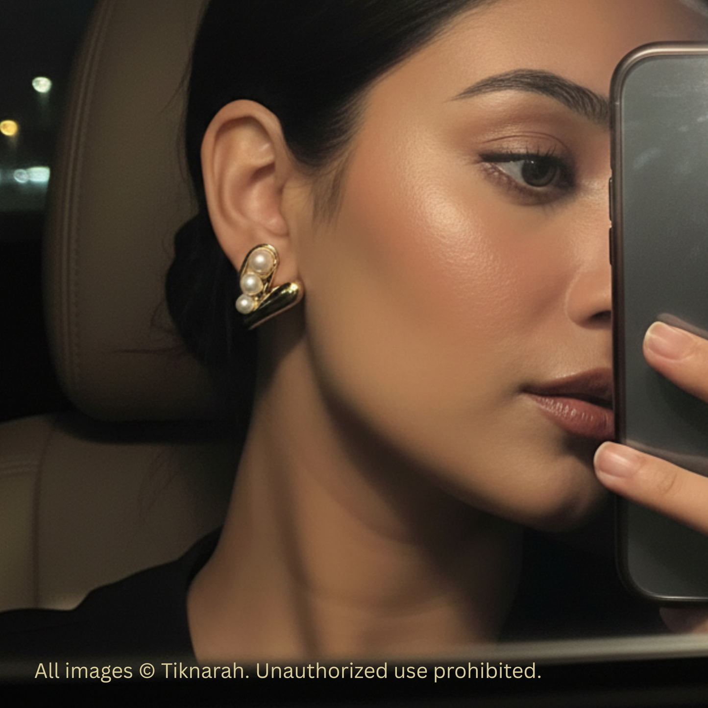 Luminous Pearl-Encrusted Heart Stud Earrings