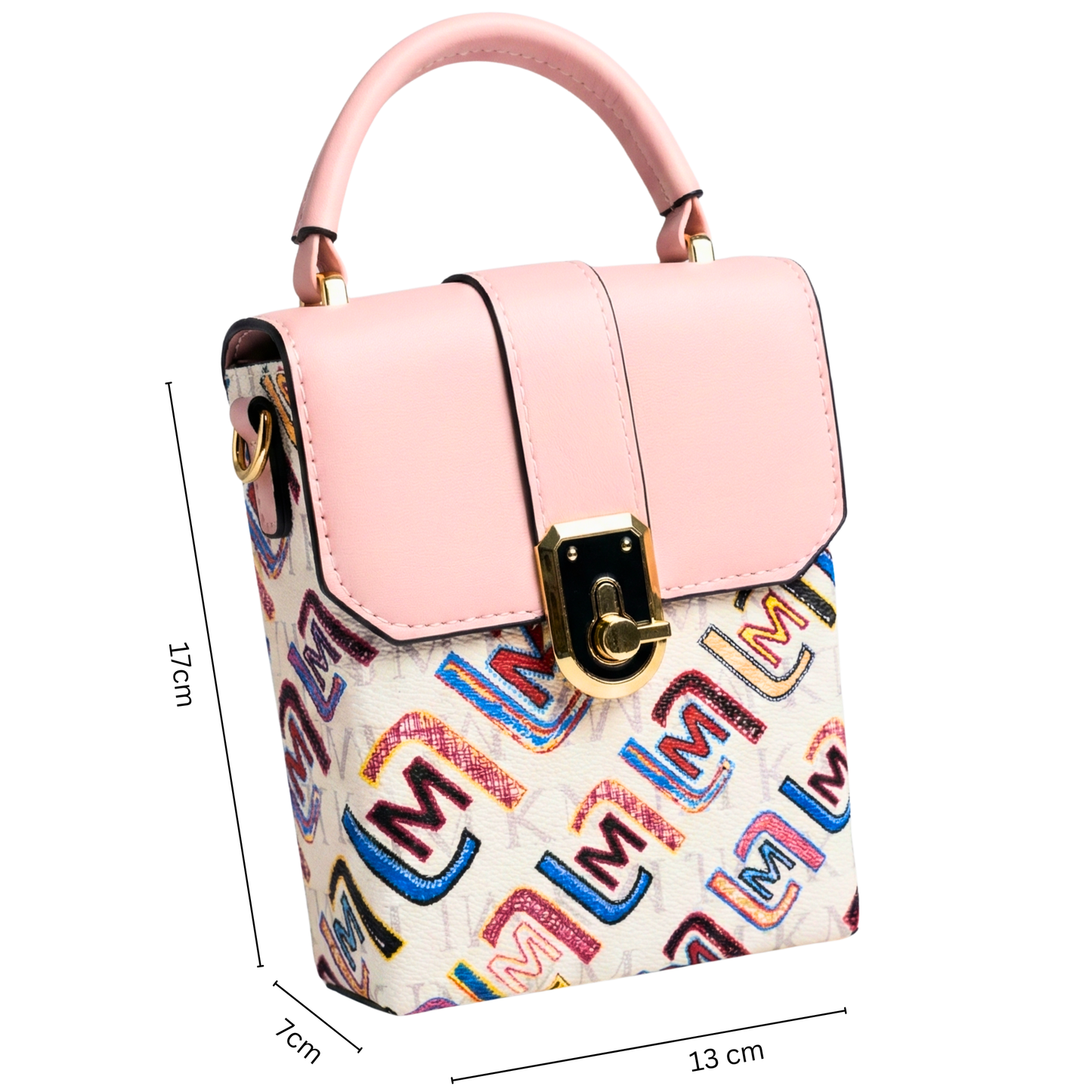 Pastel Pink & Vibrant Multi-Color Crossbody Bag