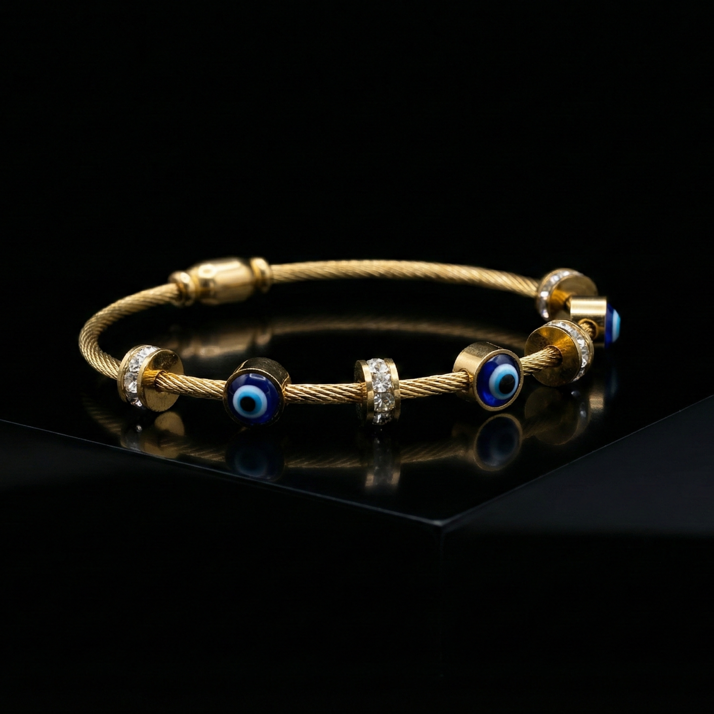 Evil Eye Cable Bracelet with Crystal Pavé Accents
