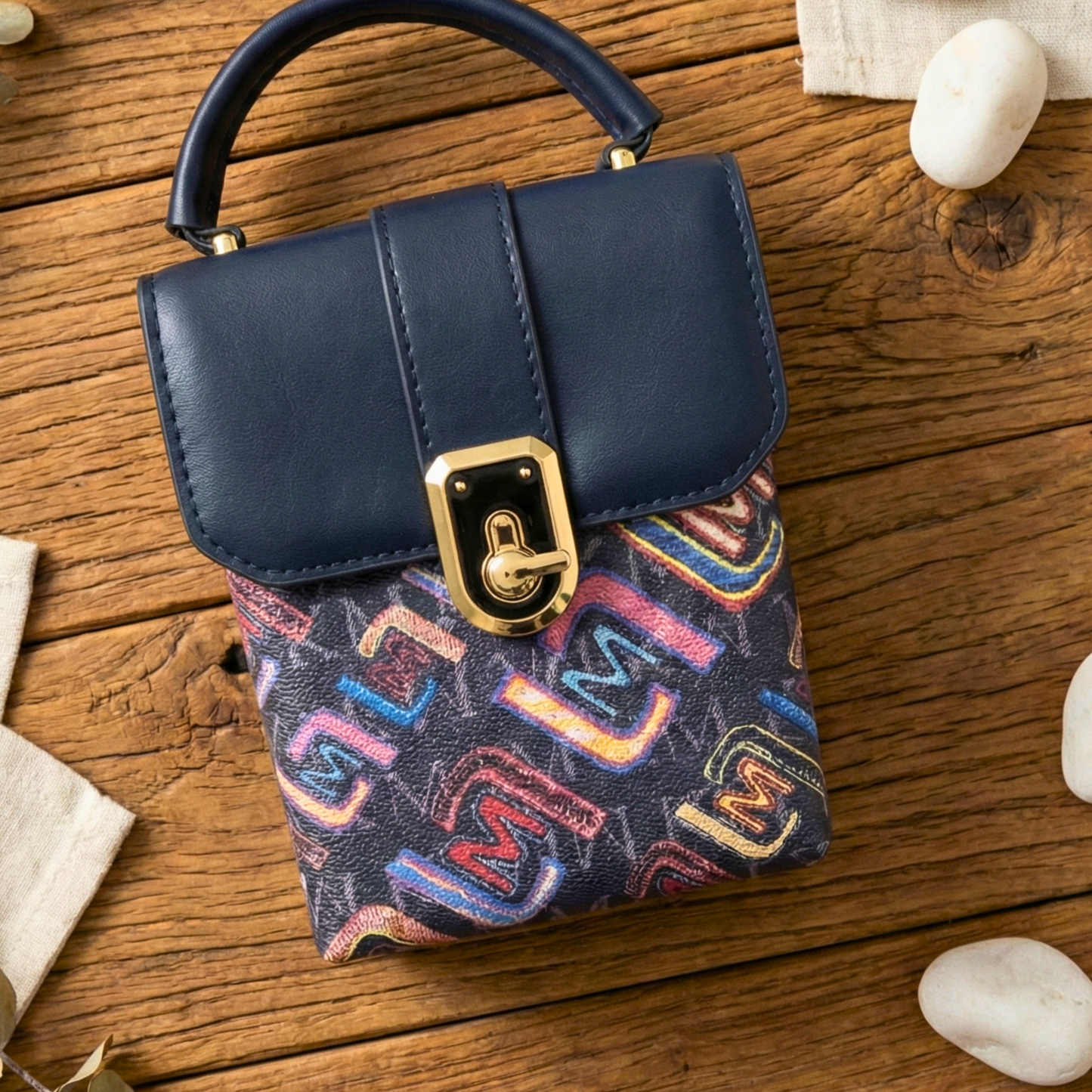 Midnight Navy Vegan Leather Crossbody Phone Bag