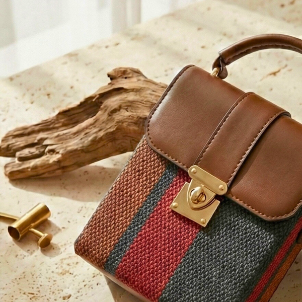 Sienna Woven Box Satchel | Structured Crossbody