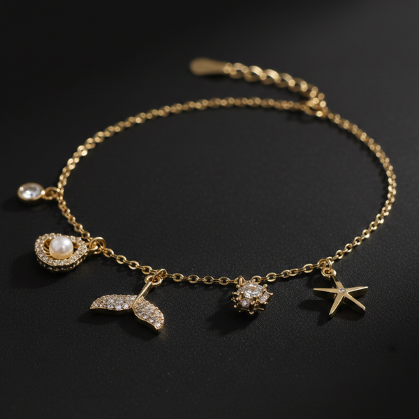 Tiknarah Stainless Steel Charm Bracelet Anti tarnish bracelet, premium quality gold plated bracelet, stainless steel jewellery, trendy beachwear bracelet, adjustable charm bracelet, gifts for her